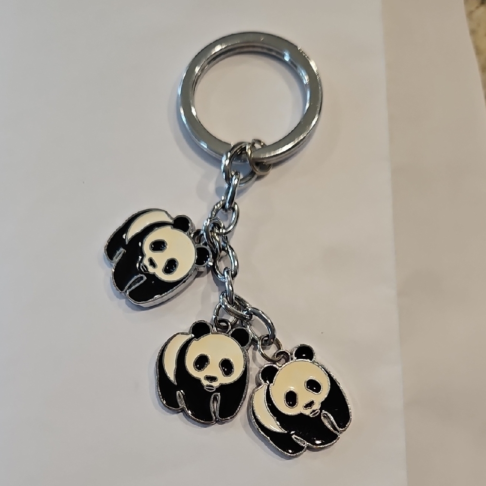 Panda Keychain with Silver Keyring